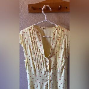 Free People Rosemary Summer Strawberry printed Yellow Midi dress